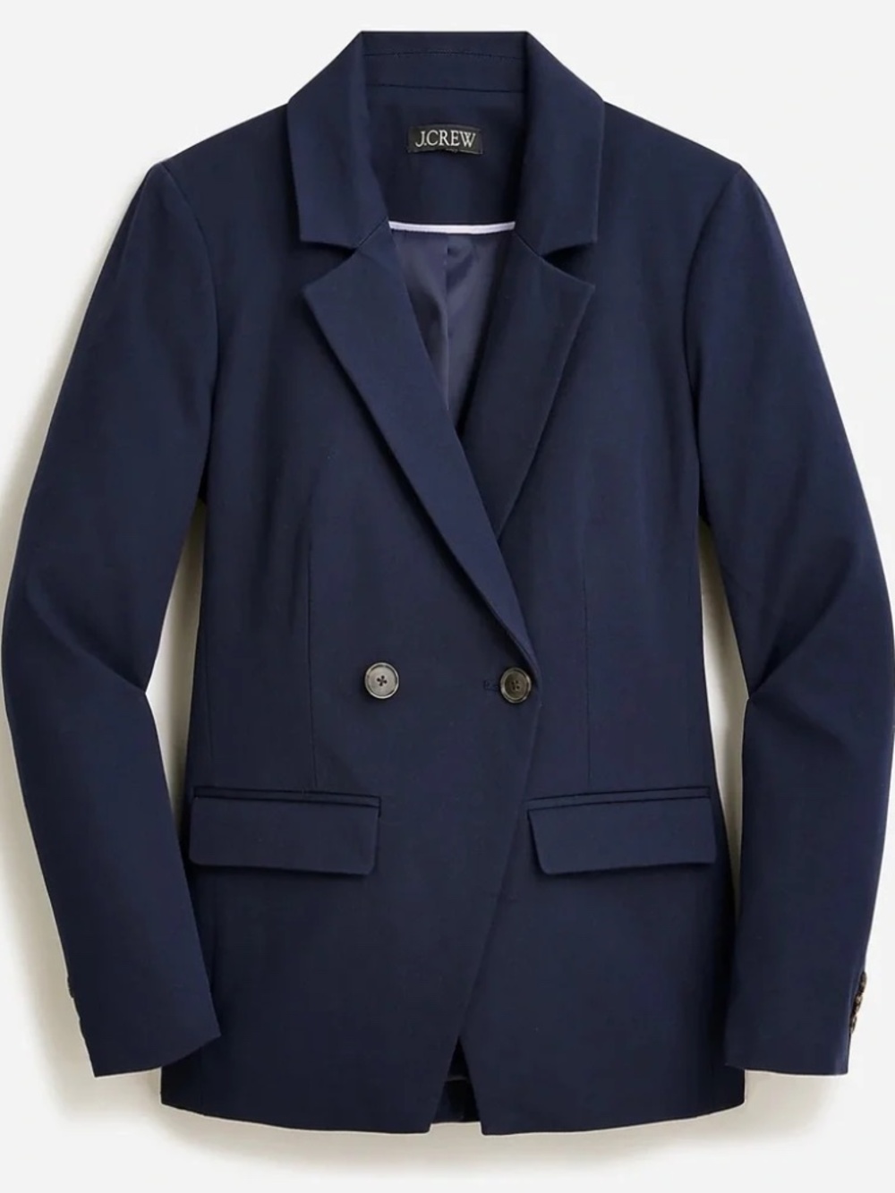 J. Crew Devon Blazer Double Breast Bi-Stretch Cotton Blend Navy